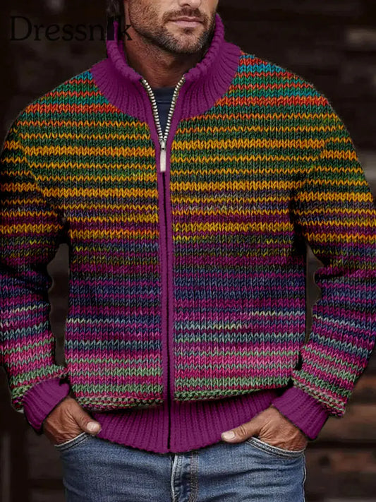Herren Vintage Kontrast farbe Gemütliche Strickjacke als bild / S