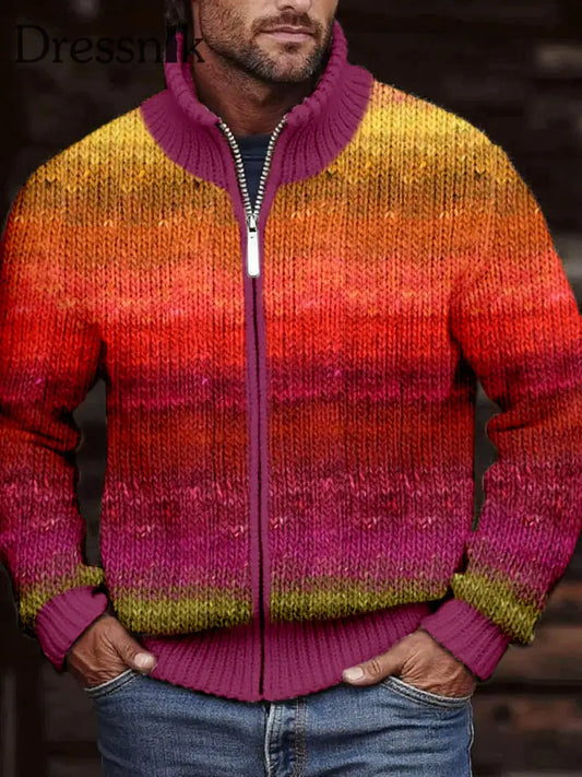 Herren Vintage Kontrast farbe Gemütliche Strickjacke als bild / S