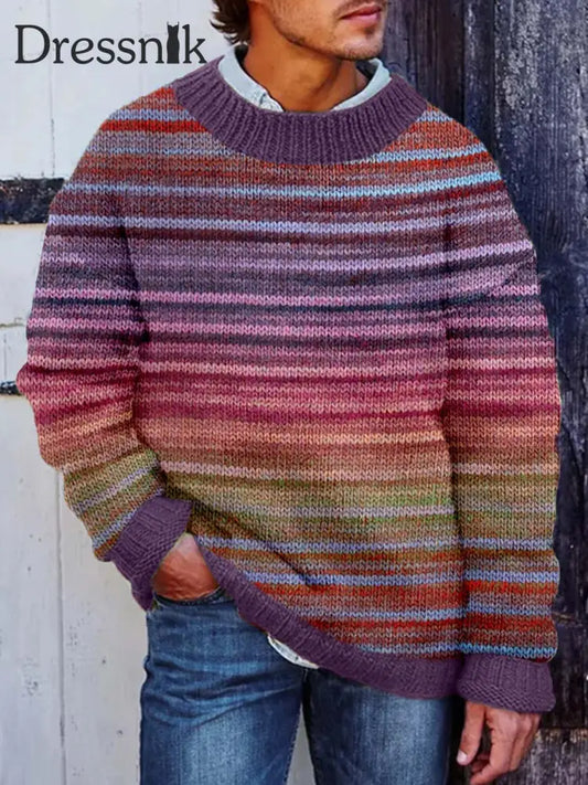 Herren Vintage Kontrast farbe Gemütlicher Strick pullover als bild / S