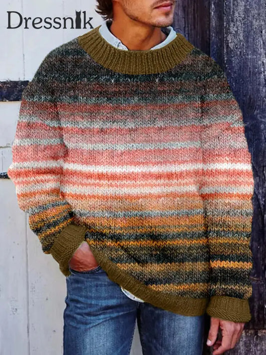 Herren Vintage Kontrast Gemütlicher Strick pullover als bild / S