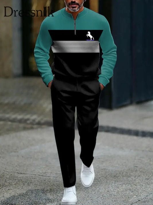 Herren Vintage Minimalist ische Business-Polo-Hose Anzug mehrfarbig / S