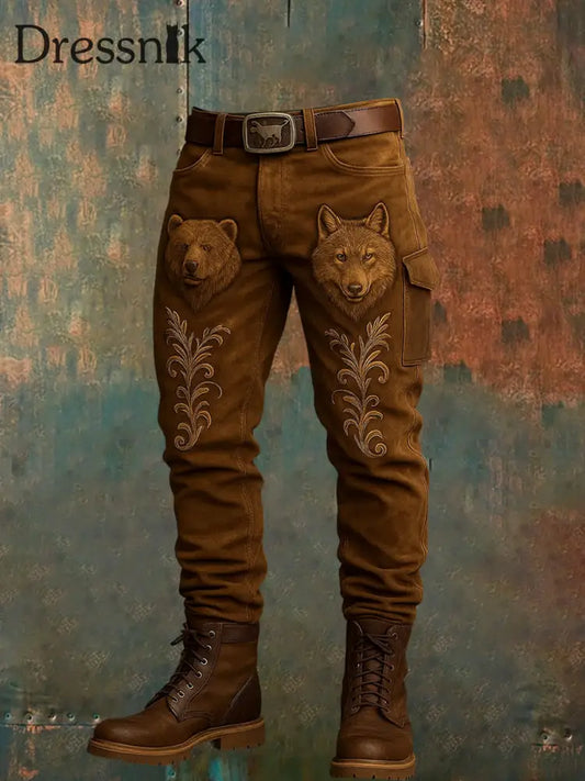 Herren Vintage Resort Western Art Print Freizeit hosen A / S