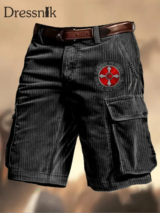 Herren Vintage Tempelritter Grafik bedruckte Textur Freizeit-Cargo-Shorts A / S