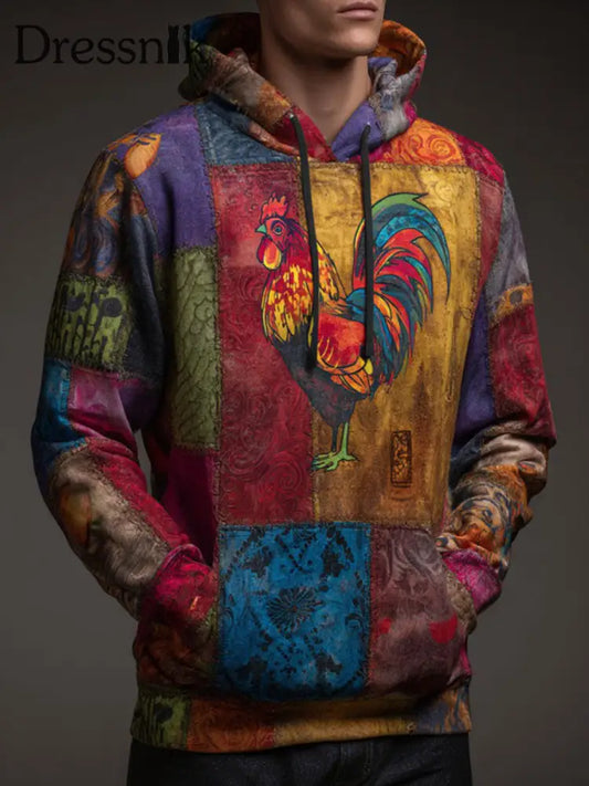 Herren Vintage Thanksgiving Truthahn Print Casual Hoodie als bild / S