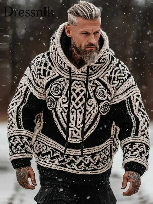 Herren Vintage Viking Kunstdruck Hoodie A / S