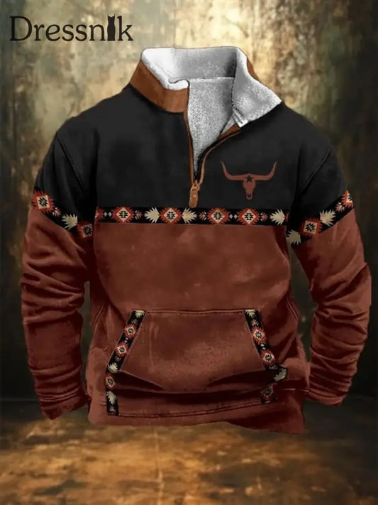 Herren Vintage Western bedrucktes Casual Sweatshirt als bild / S