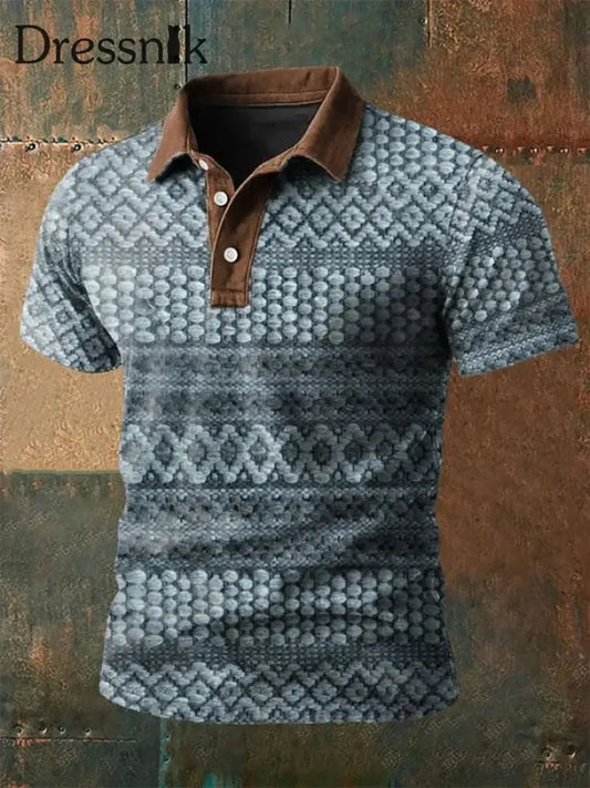 Herren Vintage Western bedrucktes Freizeit hemd als bild / S