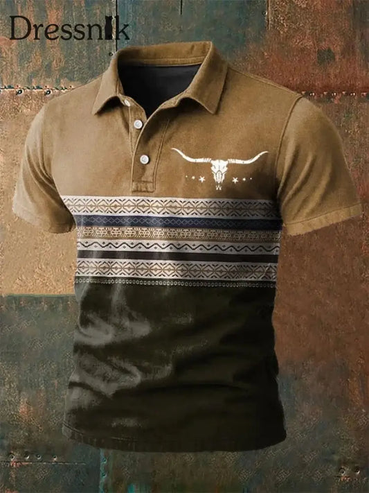 Herren Vintage Western bedrucktes Freizeit hemd als bild / S