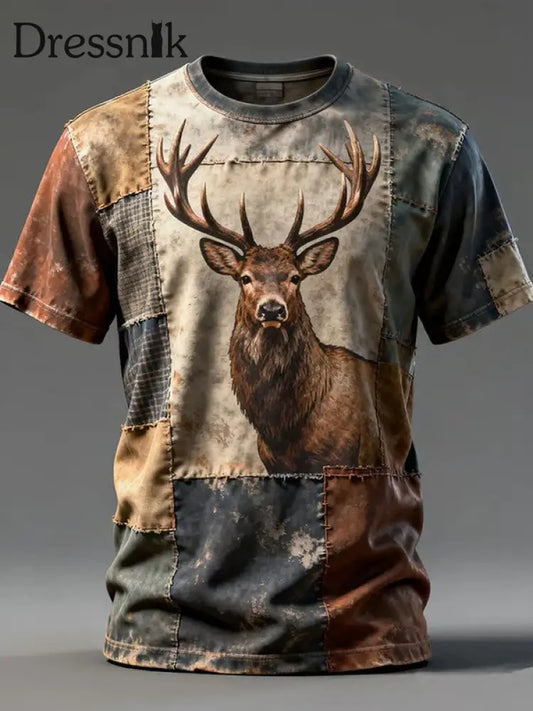 Herren Vintage Western Elk bedrucktes T-Shirt als bild / S