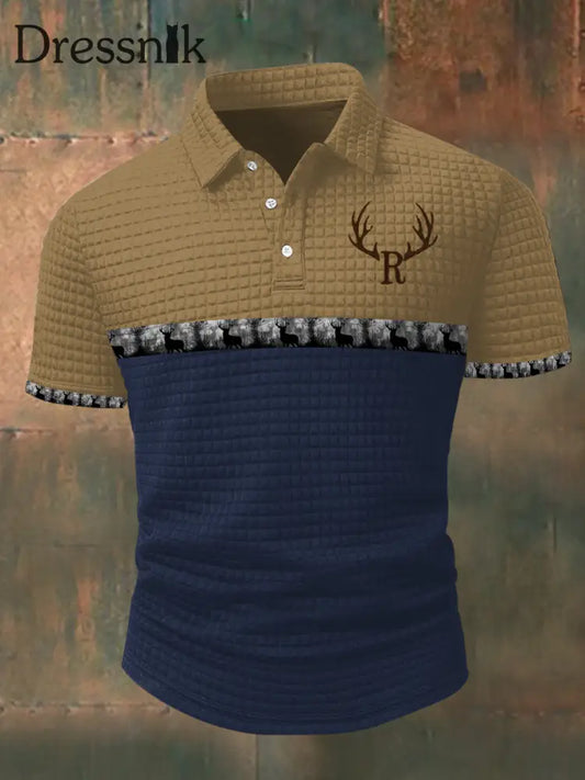 Herren Vintage Western Elk Kurzarm Hemd als bild / S