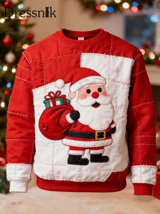 Herren Weihnachts weihnachts mann Patchwork Print Casual Sweatshirt Rot / S