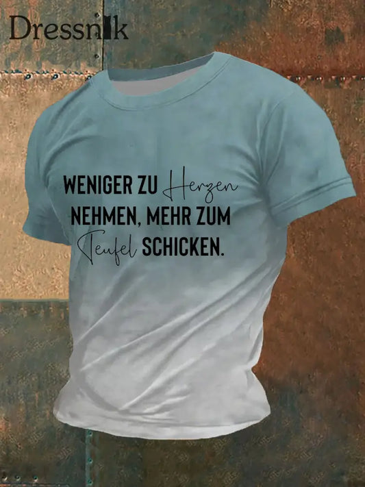 Herren Weniger Zu Herzen Nehmen Mehr Zum Teufel Schicken T-Shirt mit kurzen Ärmeln Himmelblau / S