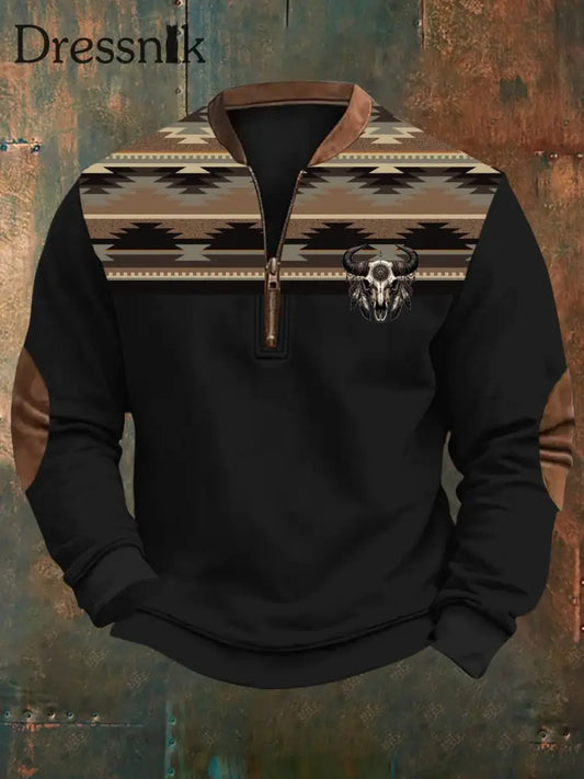 Herren West bedrucktes lässiges Sweatshirt Schwarz / S