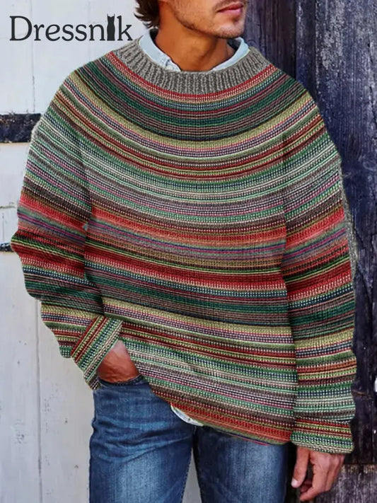 Herren Winter Isländischer Pullover Pullover Chunky Strickst reifen Pullover als bild / S