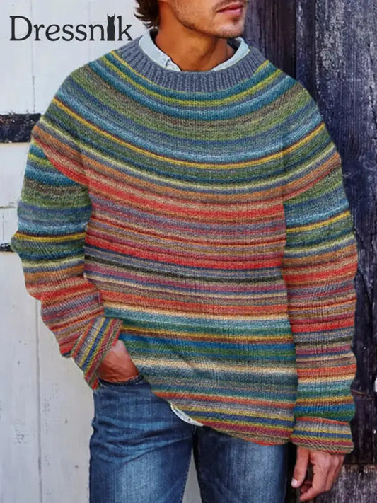 Herren Winter Isländischer Pullover Pullover Chunky Strickst reifen Pullover als bild / S