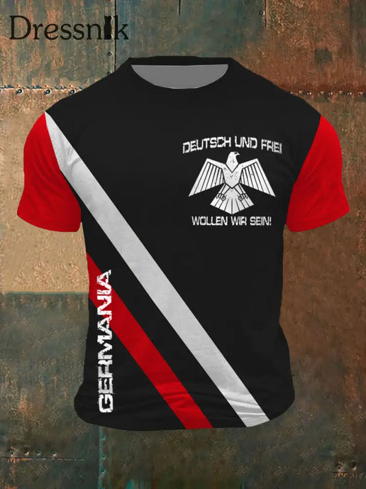 Kurzarm-T-Shirt fĂŒr MĂ€nner Deutsch und Frei bedruckt als bild / S