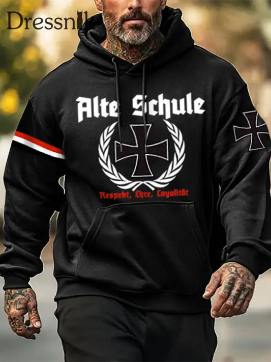 Langärmliges Hoodie für Herren Alte Schule bedruckt Schwarz / S