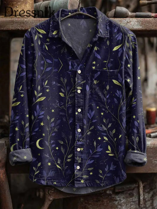 Langärmliges Retro-Mond-Print-Hemd als bild / S