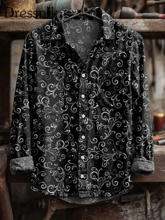 Langärmliges Retro-Print-Hemd als bild / S