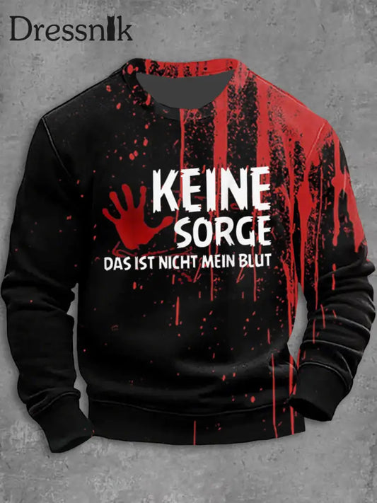 Langärmliges Sweatshirt mit Rundhals ausschnitt für Herren Halloween bedruckt Schwarz / S