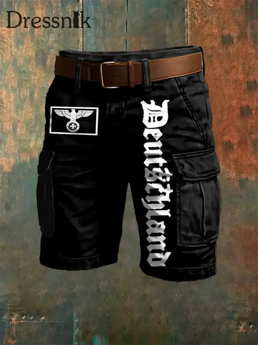 Männer Deutschland Adler Kunstdruck Overalls Shorts Schwarz / S
