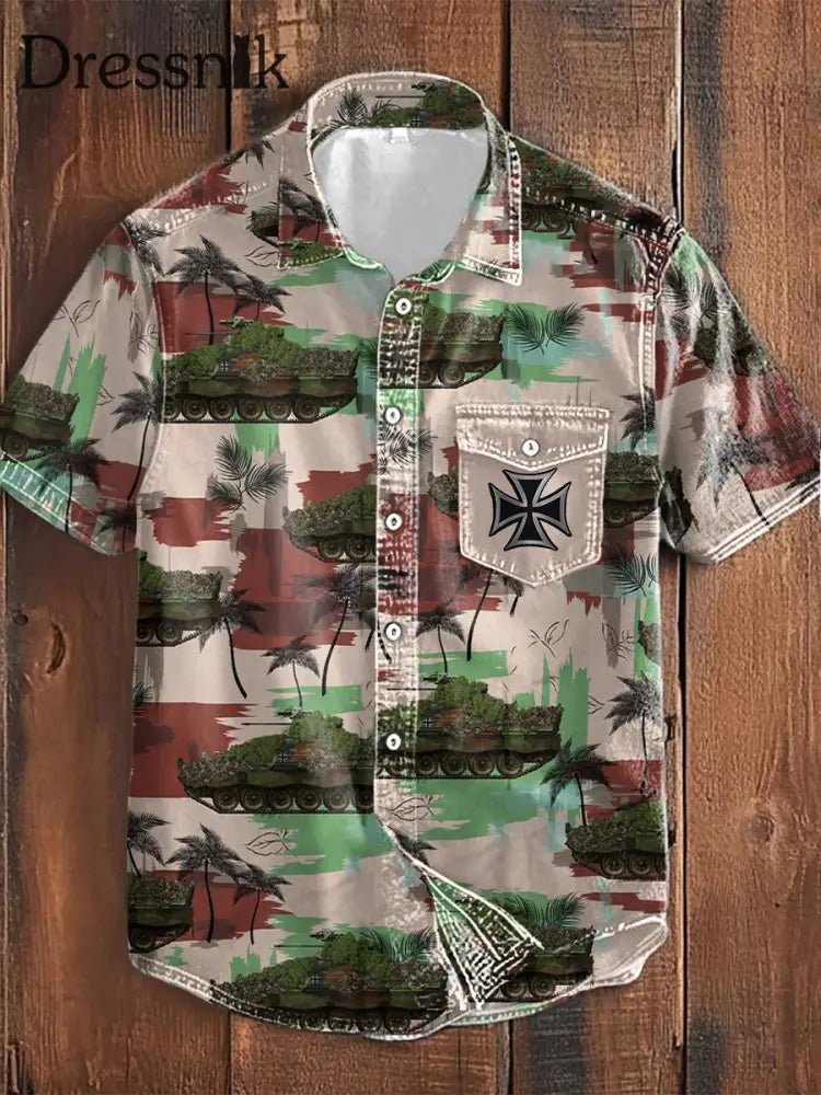 Männer Deutschland Bundeswehr Print Kurz ärmel iges Hemd als bild / S