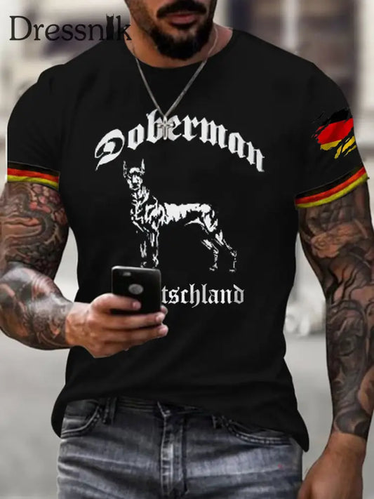 Männer Deutschland Dobermann kurze Ärmel T-Shirt Schwarz / S