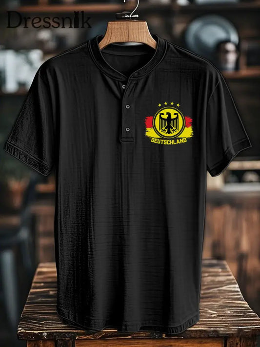 Männer Deutschland Henley T-Shirt Schwarz / S