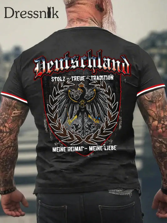 Männer Deutschland Meine Heimat Meine Liebe bedrucktes Kurzarm-T-Shirt Schwarz / S
