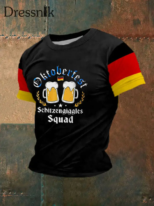 Männer Deutschland Oktoberfest Bier gedruckt T-Shirt Schwarz / S