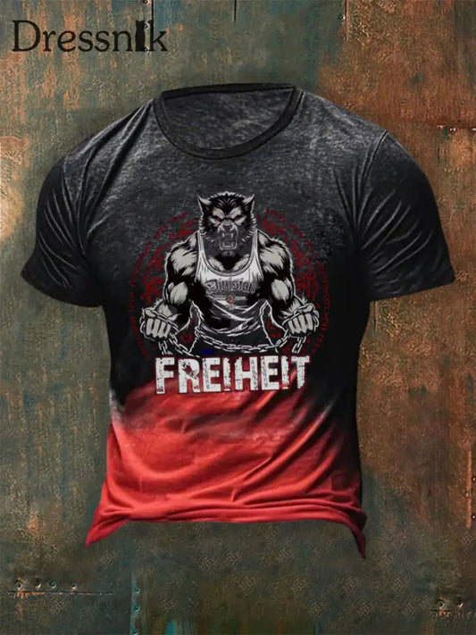 MĂ€nner Freiheit bedrucktes Kurzarm-T-Shirt als bild / S