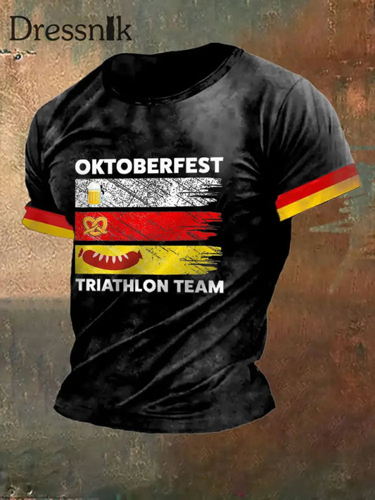 Männer Oktoberfest Triathlon Lustiges Trinken T-Shirt Schwarz / S