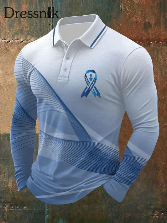Männer Prostata krebs Bewusstsein Print Casual Top Blau / S
