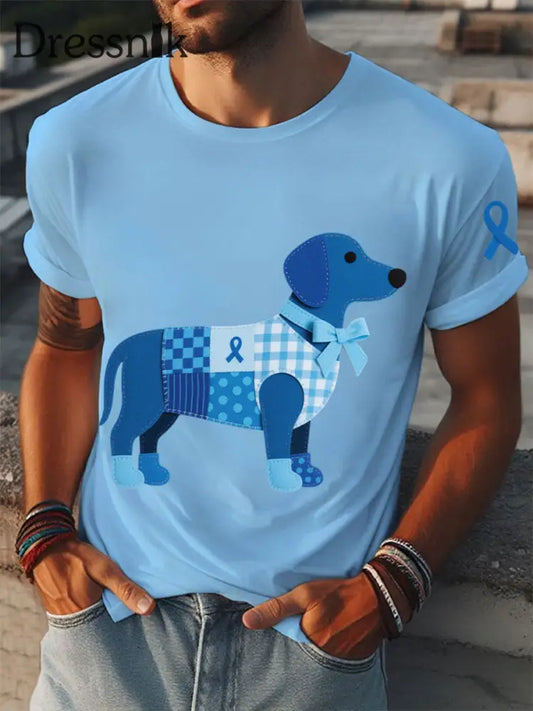 Männer Prostata krebs Dackel T Shirts hellblau / S