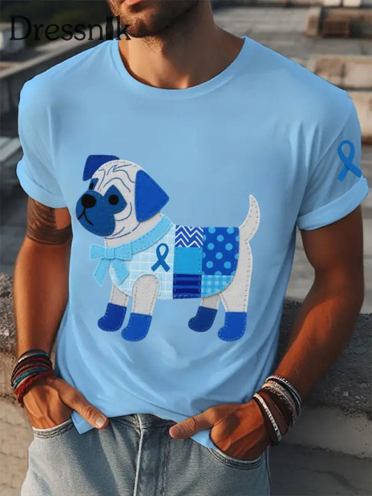 Männer Prostata krebs Dackel T Shirts hellblau / S