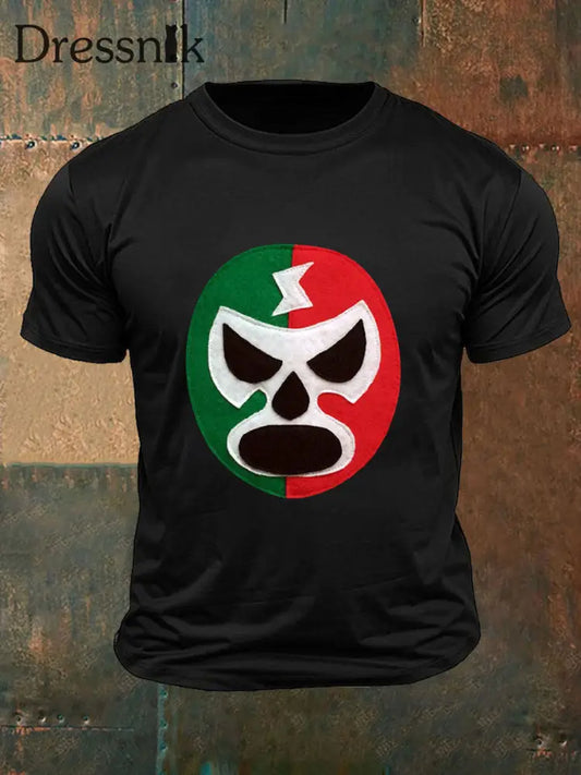Mexikanische Wrestling-Maske-T-Shirts für Männer Schwarz / S