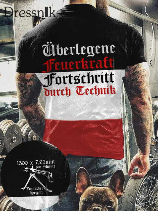 MG42 Maschinen gewehr bedrucktes Kurzarm-T-Shirt fĂŒr MĂ€nner als bild / S