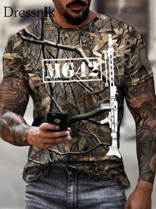 MG42 Maschinen gewehr bedrucktes Kurzarm-T-Shirt für Männer Bild 1 / S