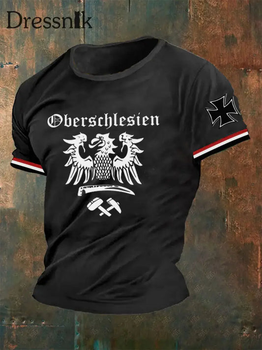 Obers chlesien T-Shirt fĂŒr Herren Mit Adler Schwarz / S