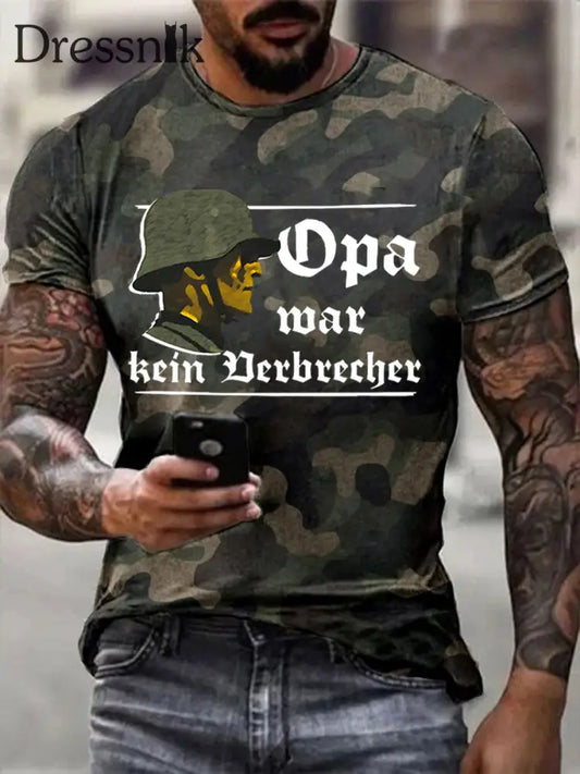 Opa War Kein Verbrecher Bedrucktes Kurzarm-T-Shirt fĂŒr MĂ€nner Armee grĂŒn / S