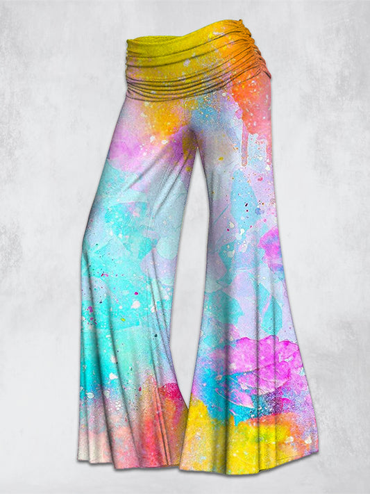 Farb gradienten kunst bedruckte bequeme hoch dehnbare Hosen