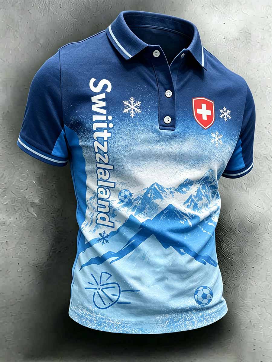 Gedrucktes Poloshirt der Schweizer Fussballliga für Herren