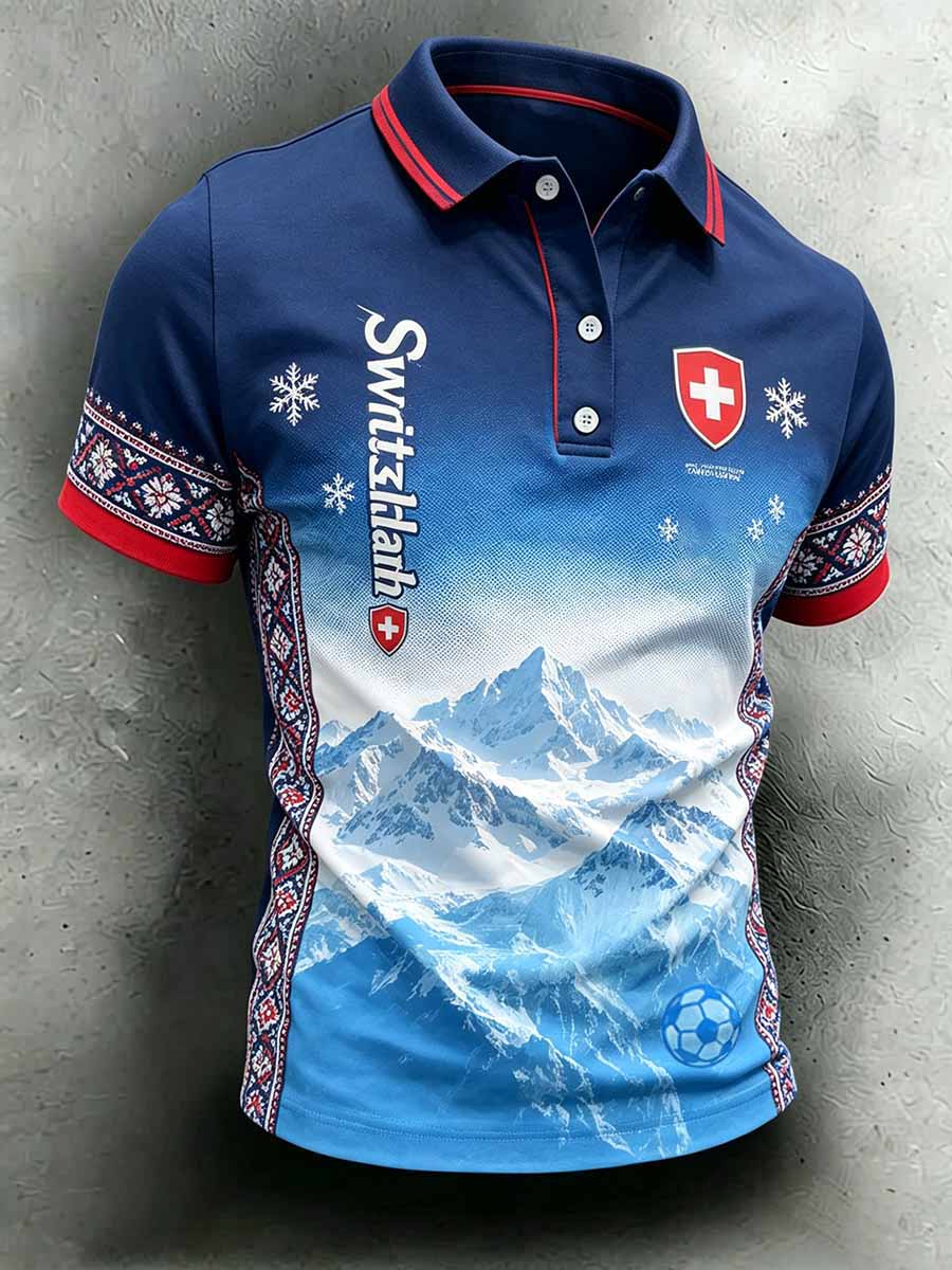 Gedrucktes Poloshirt der Schweizer Fussballliga für Herren