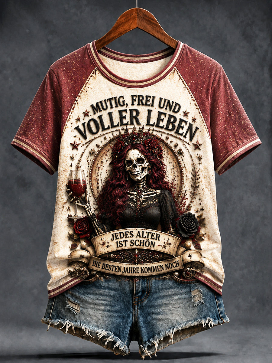 Damen-T-Shirt aus Deutschland mit Patchwork-Print und lässigem Style – „Female Power“