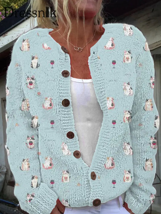 Strickjacke im Damen-Stil mit Tier druck als bild / S