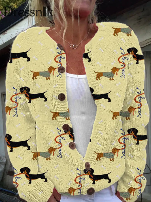 Strickjacke im Damen-Stil mit Tier druck als bild / S