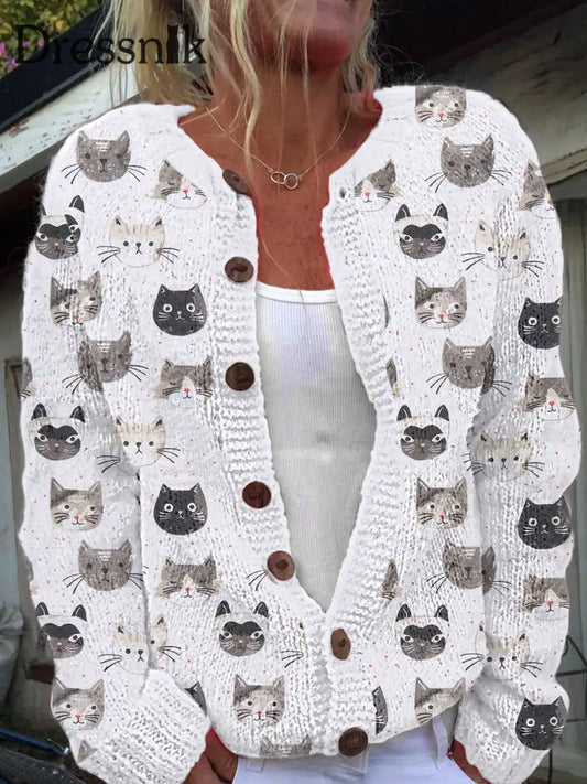 Strickjacke im Damen-Stil mit Tier druck als bild / S