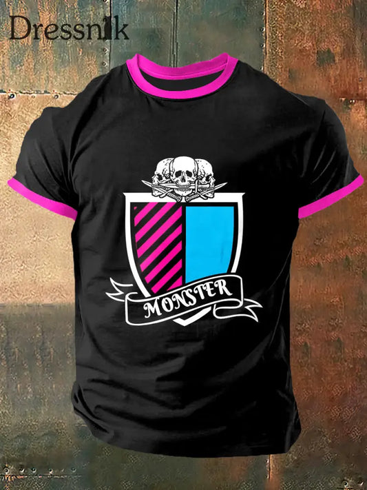 Unisex Monster High Print Vintage Mode Kurzarm T-Shirt Schwarz / S