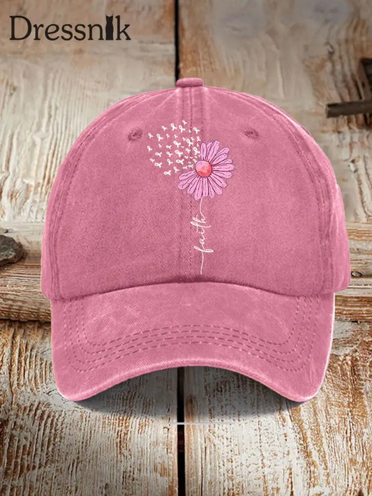 Unisex Pink Ribbon Sonnenblume Glaube Brustkrebs Sensi bilisierung Hut Rosa / JM