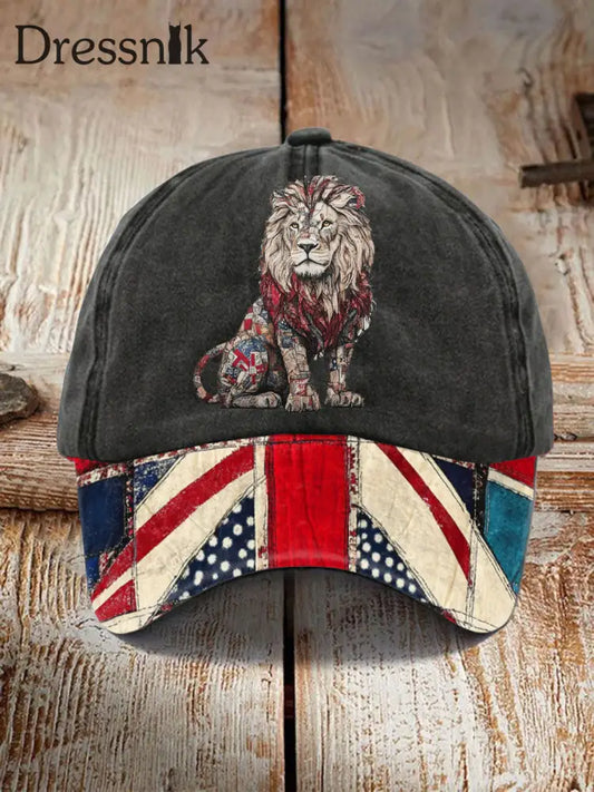 Unisex UK Flagge Kunst Löwe bedruckte Hut Schwarz / EINS